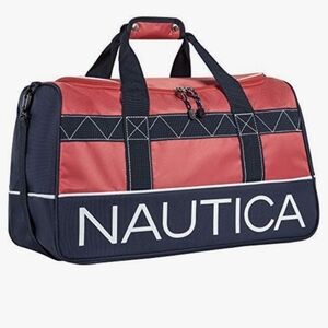 Nautica Rose Pink and Blue Duffel Travel Gym Bag with Sporty Design